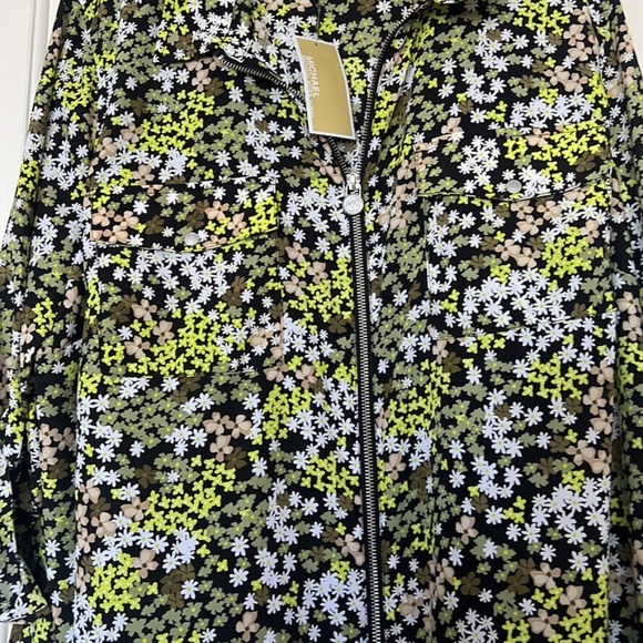 Michael Kors Floral Print Zip Shirt Top - Picture 2 of 6